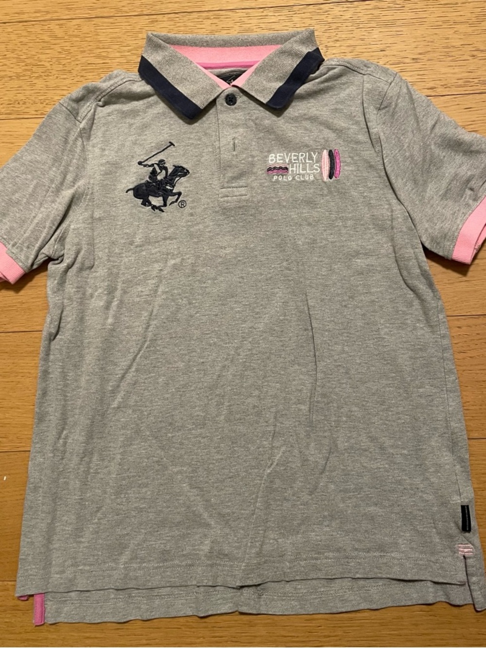 Beverly Hills Polo Club Polo with Pink Trim and Navy Collar Adult Size Small